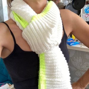 Knit Fluorescent Trim Infinity Scarf - 11” x 34”